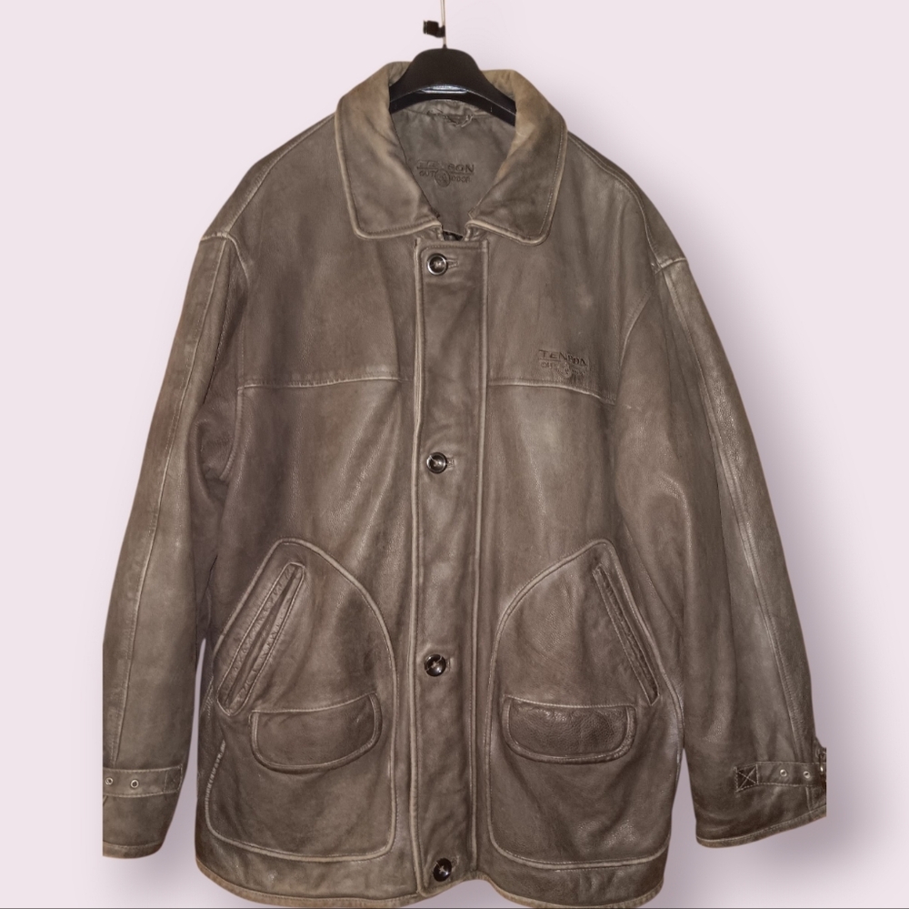 Tenson Men's Vintage Brown Leather outdoor Jacket.